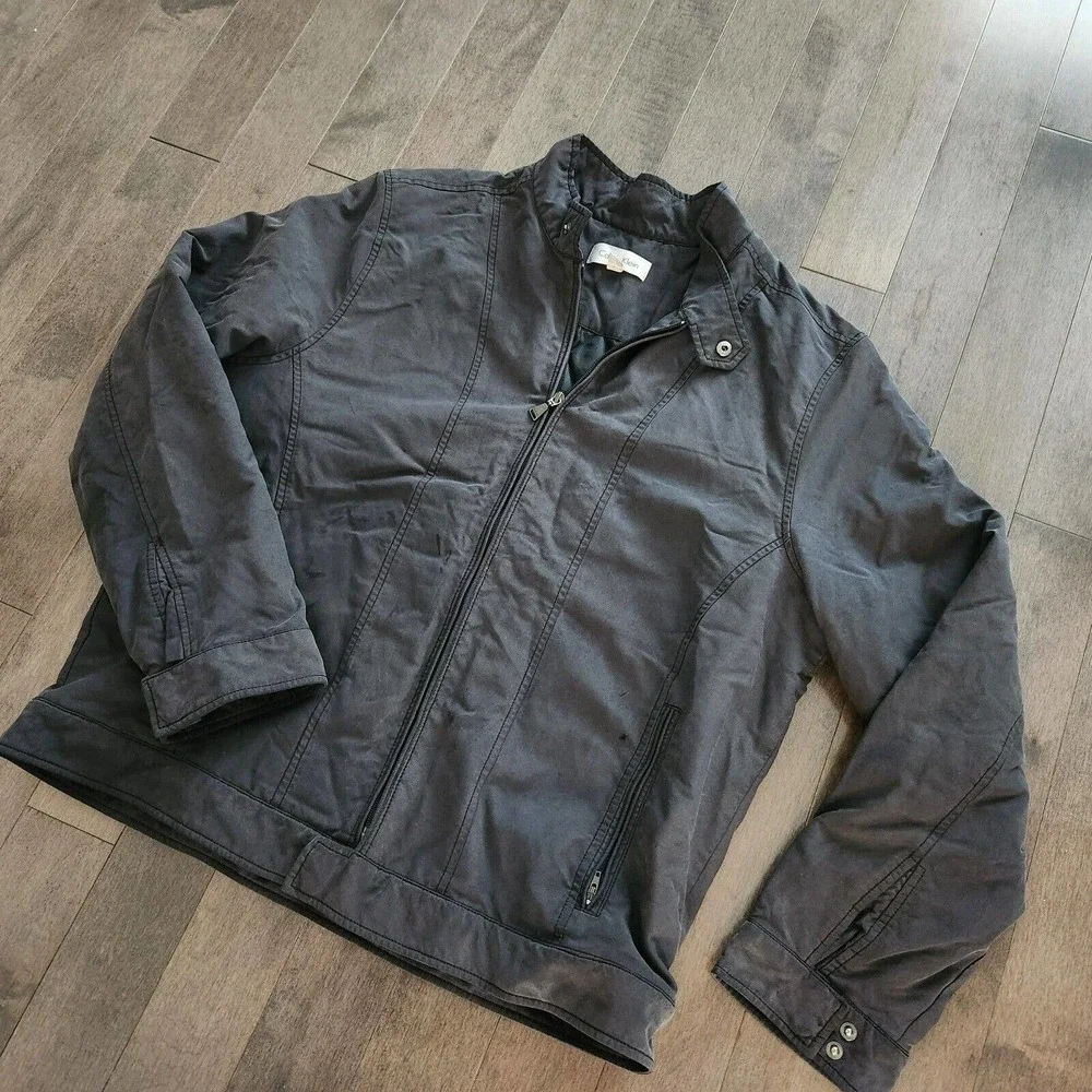 CALVIN KLEIN Men's Classic Zip-Front Members Only \ Bomber Jacket XL Iron Grey - Picture 2 of 11